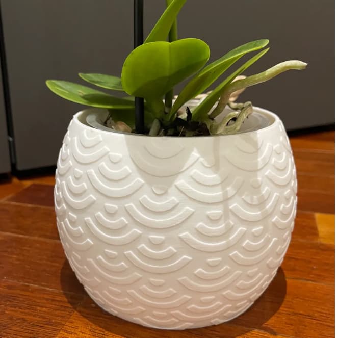 Vaso Decorativo Para Plantas Em Plástico Petg Com Textura Geométrica 11,2x15,5cm