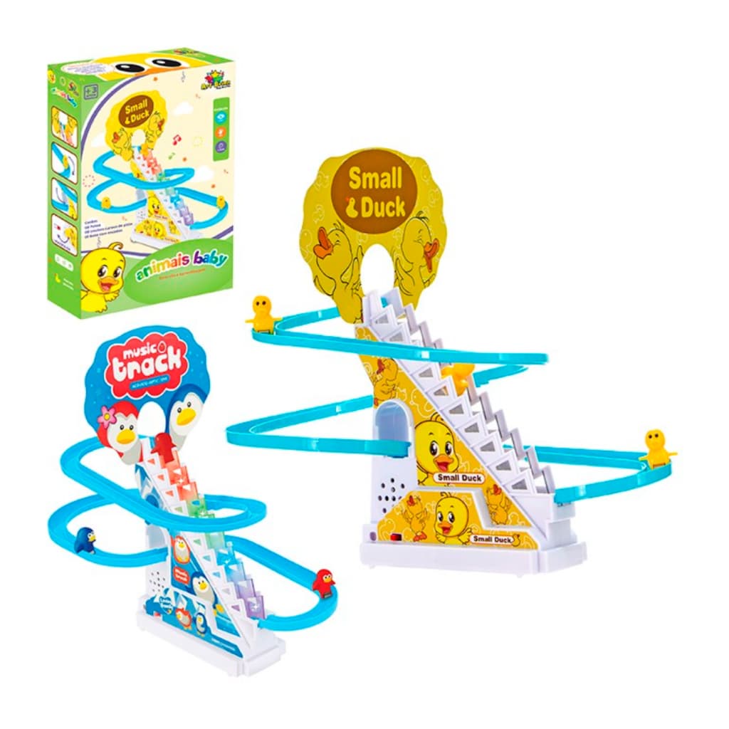 Pista do Pato - Pinguim Escorregador - Playground Infantil Animais Baby Divertida Luzes e Sons