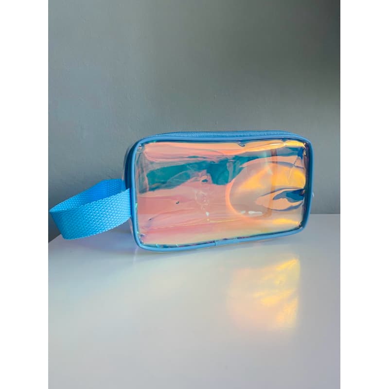 Estojo necessaire plástico transparente holografico furta-cor várias cores adulto infantil juvenil menina menino unissex