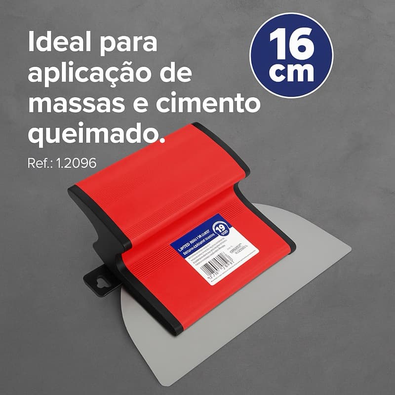 Desempenadeira P/ Cimento Queimado e Massas 16cm Lâmina Flexível