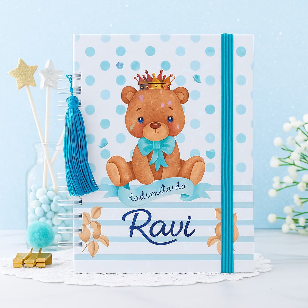 Caderneta de Saúde Personalizada – Capa Dura Tema à Escolha + Folhas Extras- Caderneta de Vacina Ursinho Principe