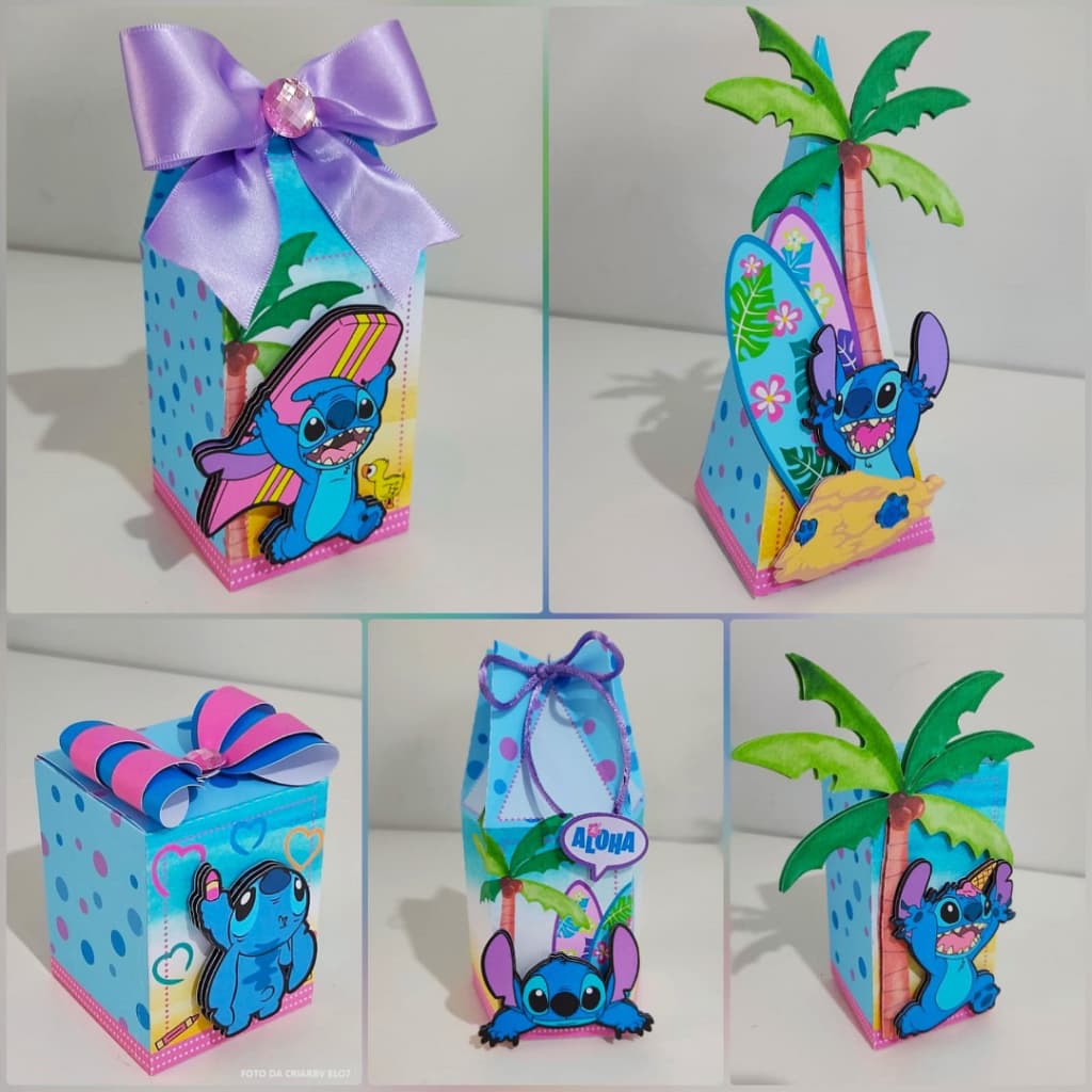 Kit Caixinha Para Festa Lilo Stitch Papelaria Personalizada Caixa DESMONTADO