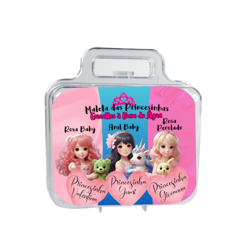 Kit maleta das princesinhas com 3 esmaltes a base de água Amusant