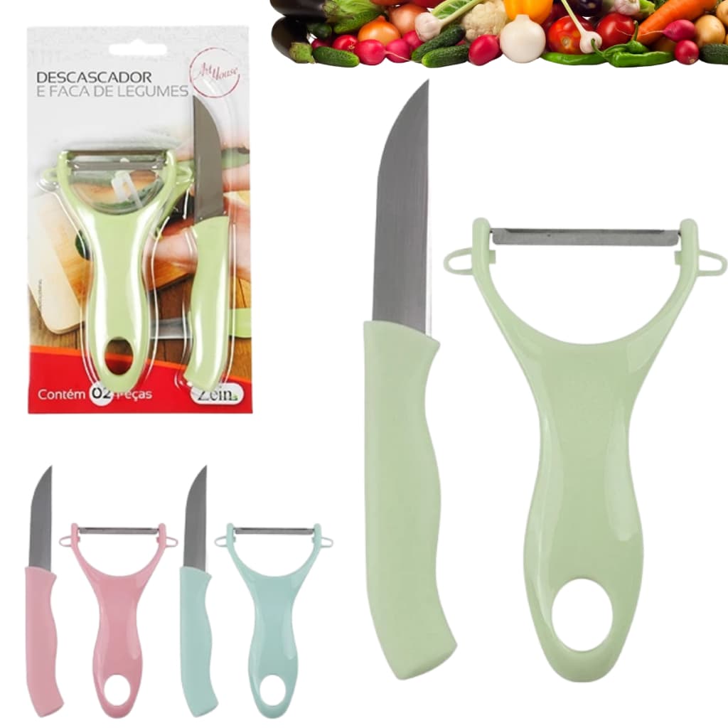 kit Descascador E Faca De Legumes e frutas colors