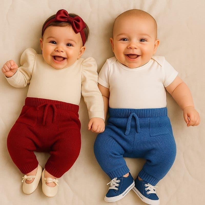 Calça Bebê Tricot com Bolsinho – RN Antialérgica com Cordão Ajustável