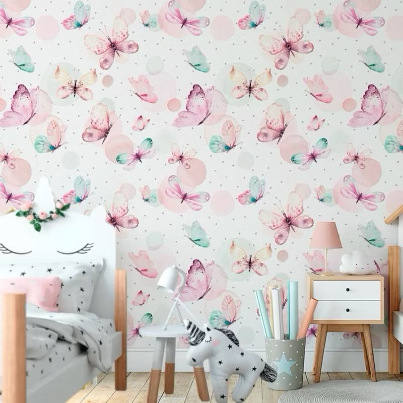 Papel de Parede 3D Infantil Borboleta 5 METROS x 45CM Adesivo Autocolante para Sala, Quarto