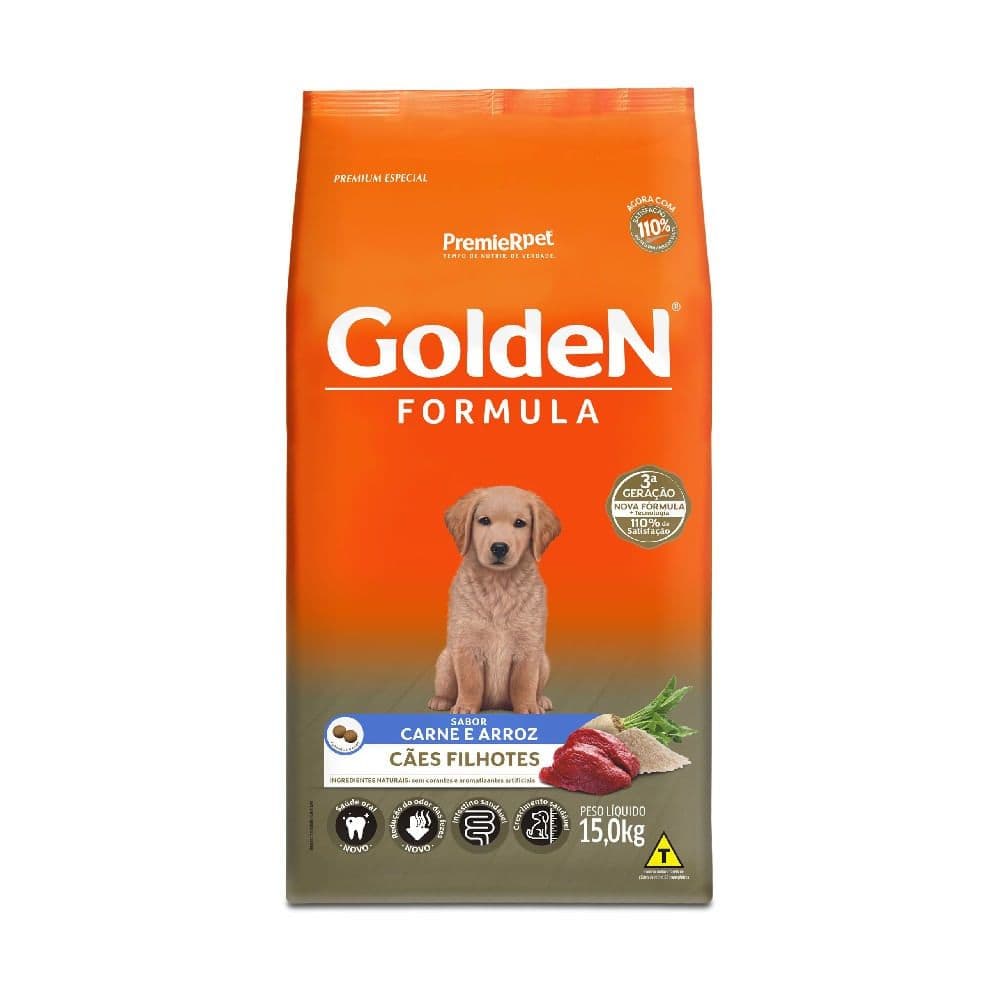 Ração Golden Formula Cães Filhotes Carne & Arroz 15Kg
