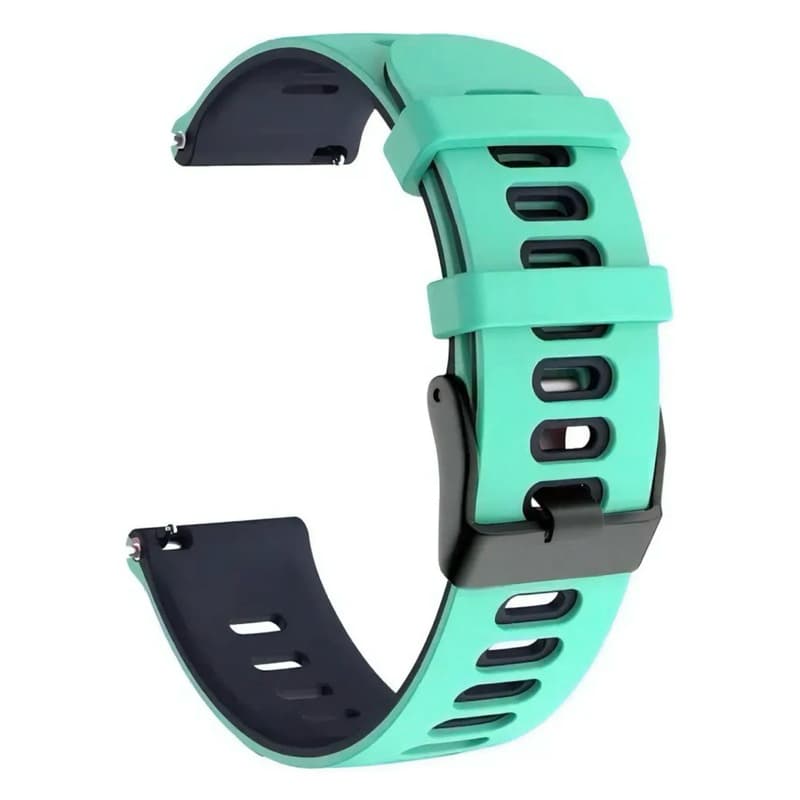 Pulseira Silicone Esportiva Para Haylou Gst E Xiaomi Maimo Cor Verde Água Com Azul Marinho Largura 22 Mm