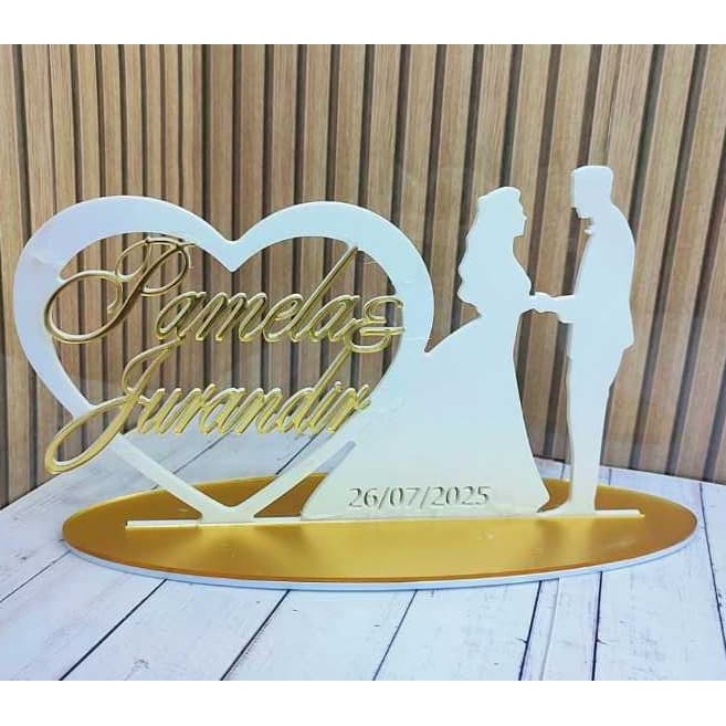 Topo de Bolo Casamento Personalizado/Acrílico Decoração