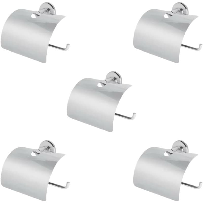 Kit 5 Papeleira Stander Inox Cromada Para Banheiro/Porta Papel Higiênico