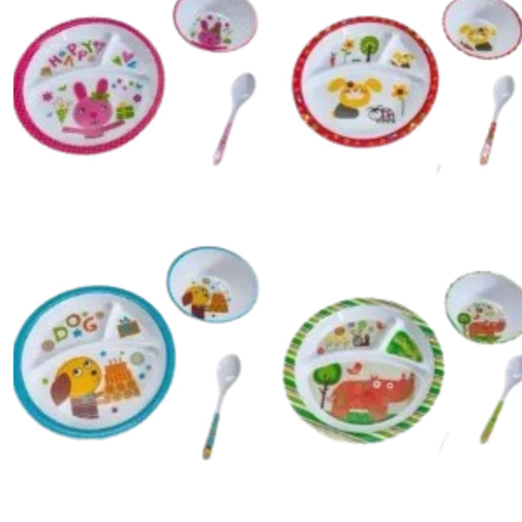 Kit Prato Alimentação Bebê Infantil papinha  Menino Menina com divisoria