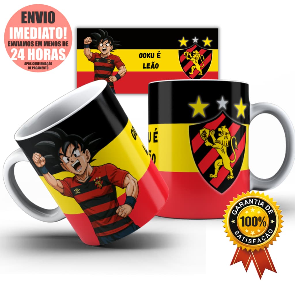 Caneca Xícara Personalizada Goku Dragon Ball Sport Clube do Recife Time de Futebol Arte Estilizada Envio 24h