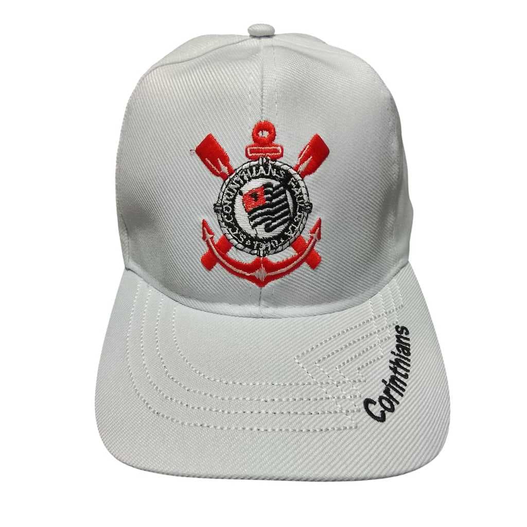 BONÉ DO CORINTHIANS EMBLEMA BORDADO ABA CURVADO REGULÁVEL ADULTO JUVENIL