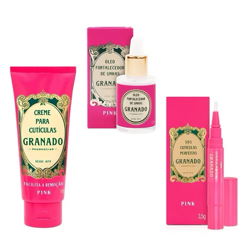 Kit Granado Pink: SOS Cutículas Perfeitas + Óleo Fortalecedor + Creme para Cutículas