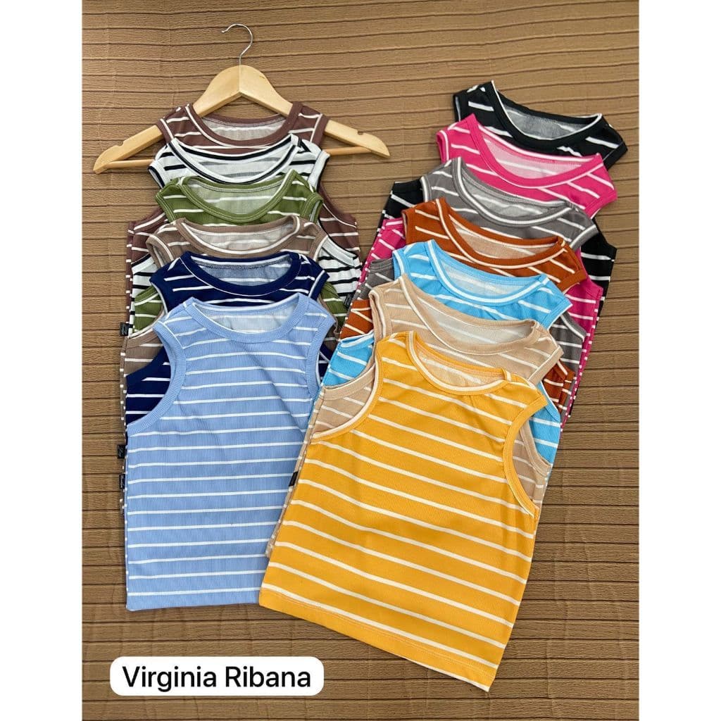 Kit 2 Blusas Femininas SemiCropped Regata Ribana Canelada Listrada