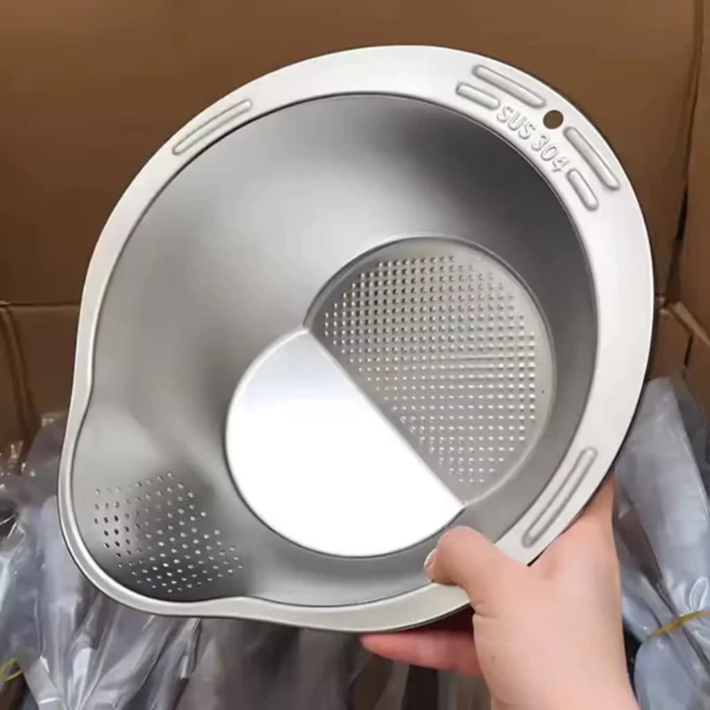 Escorredor de Arroz Inox Lavador Alimentos Salada Fruta Grande