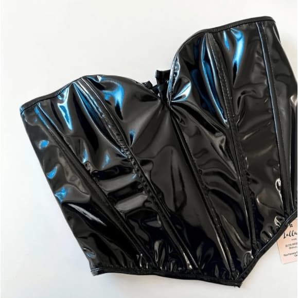 Cropped Corset Vinil Decote Coração