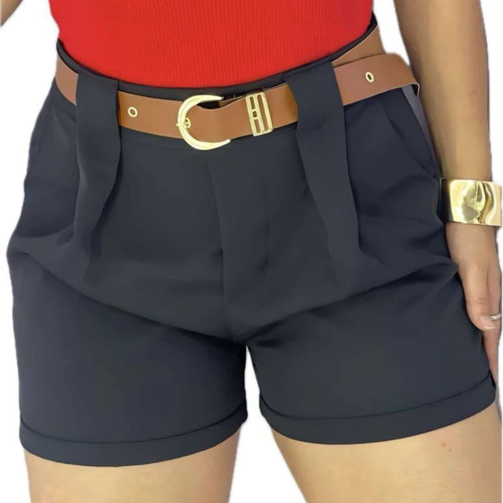 Short Feminino Alfaiataria Cintura Alta Com Cinto Com Bolso do P ao GG PROMOÇÃO ENVIO IMEDIATO