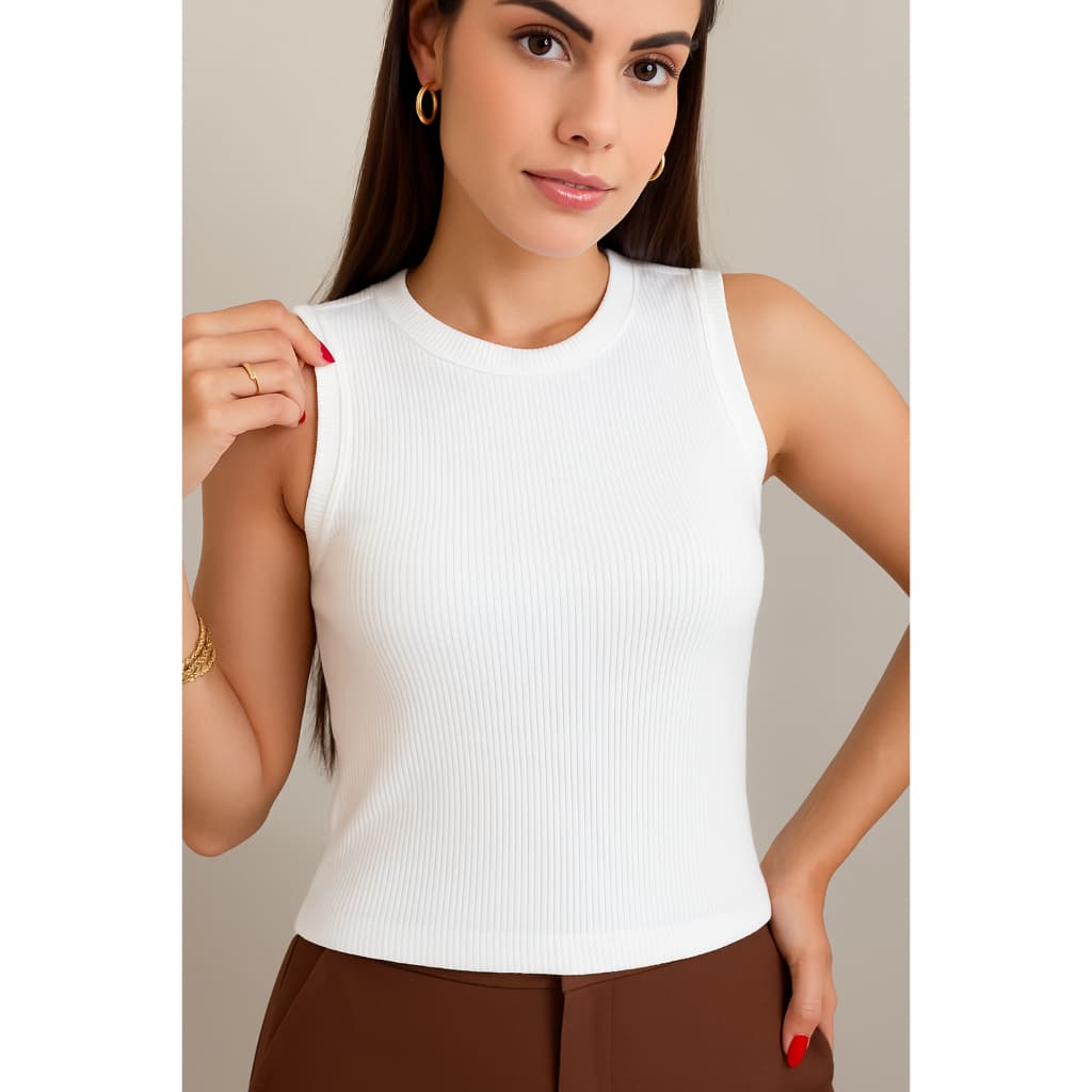 Regata Feminina Costa De Nadador Malha Ribana Canelado Premium eT-shirt