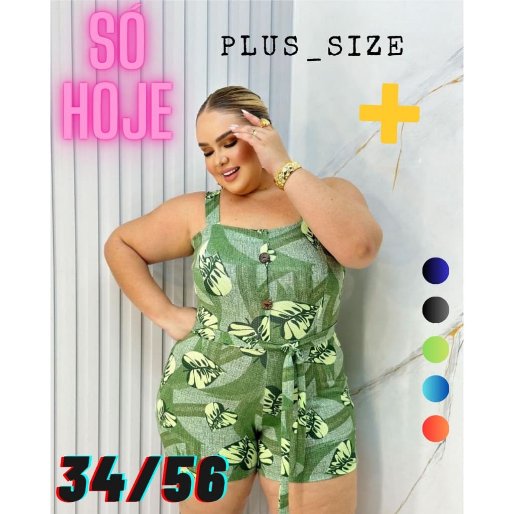 Macaquinho Plus (34 a 56) LINDO! SÓ HOJE! Promoção Limitada Plus Size GG e XXG