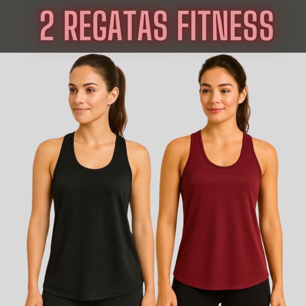 KIT 2 REGATAS FITNESS FEMININA ACADEMIA