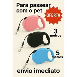 Coleira Guia Retratil Pet Cachorro gato 5 metros até 20 kg