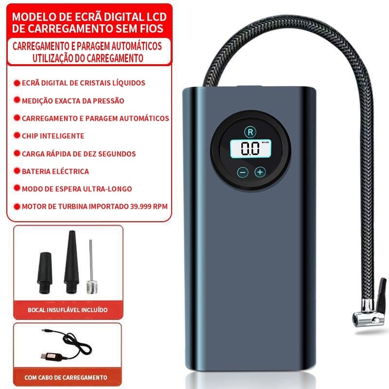 Mini Compressor de Ar Portátil Recarregável Digital USB Calibrador de Pneu Profission para Carro
