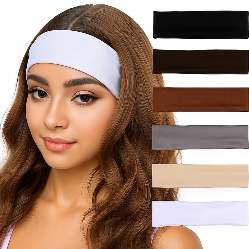 Kit com 6 Faixas de Cabelo Gringa Malha Elástica Acessórios
