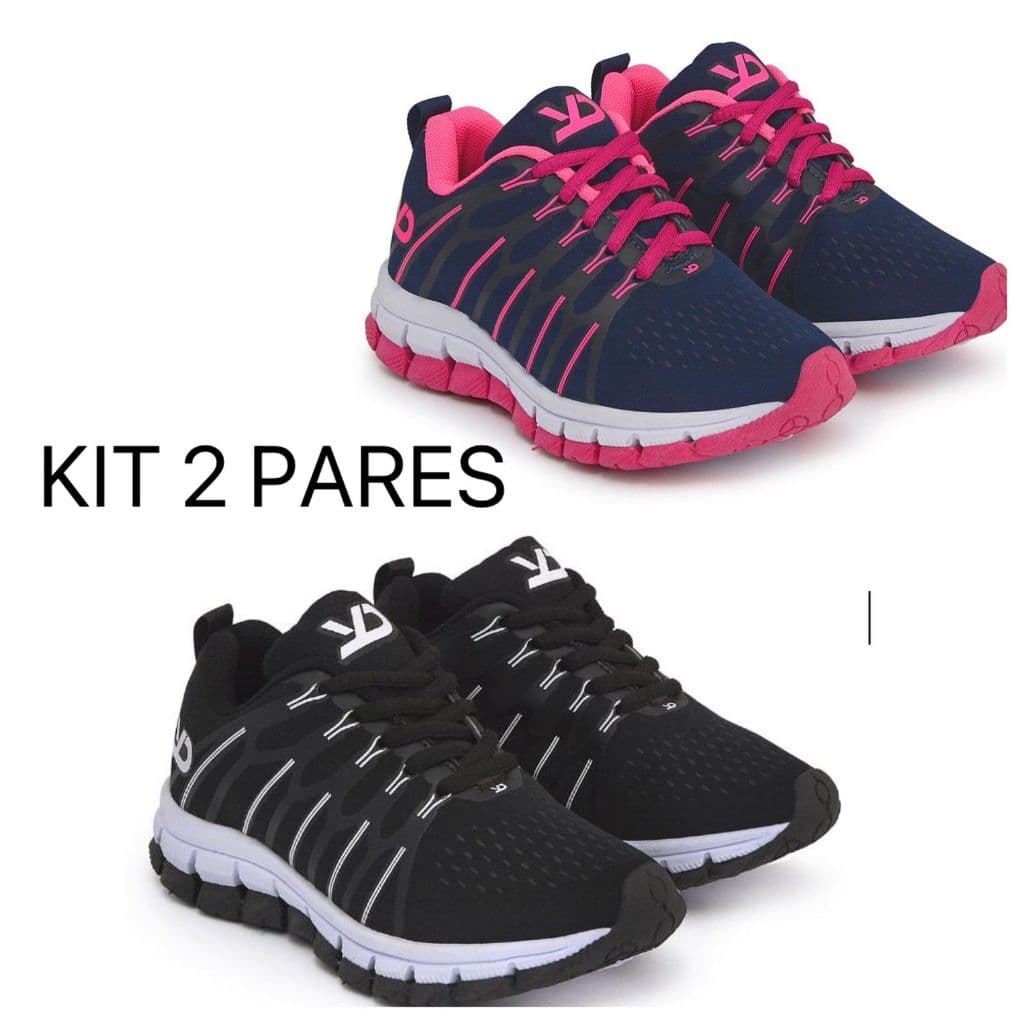 Kit Dois Tenis Infantil Menina Leve Confortável 26 ao 35 Pto+Rosa