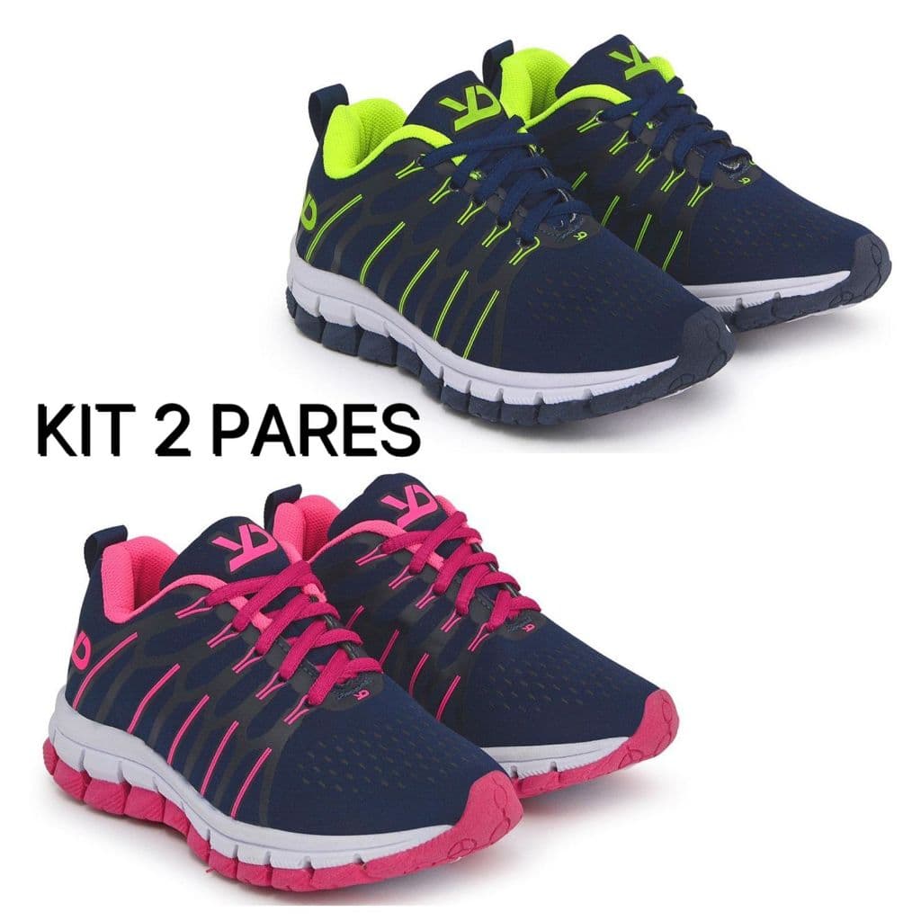Dois Tenis Infantil Menino Menina Juvenil 26 ao 34 Limao+Rosa