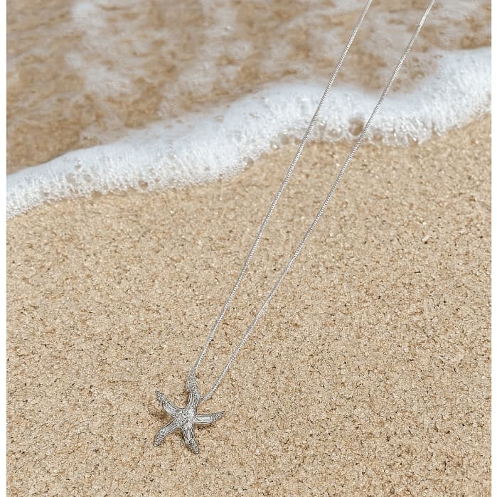Colar De Estrela Do Mar Feminino Praia Joias Presente De Verão Banhado a Prata 925