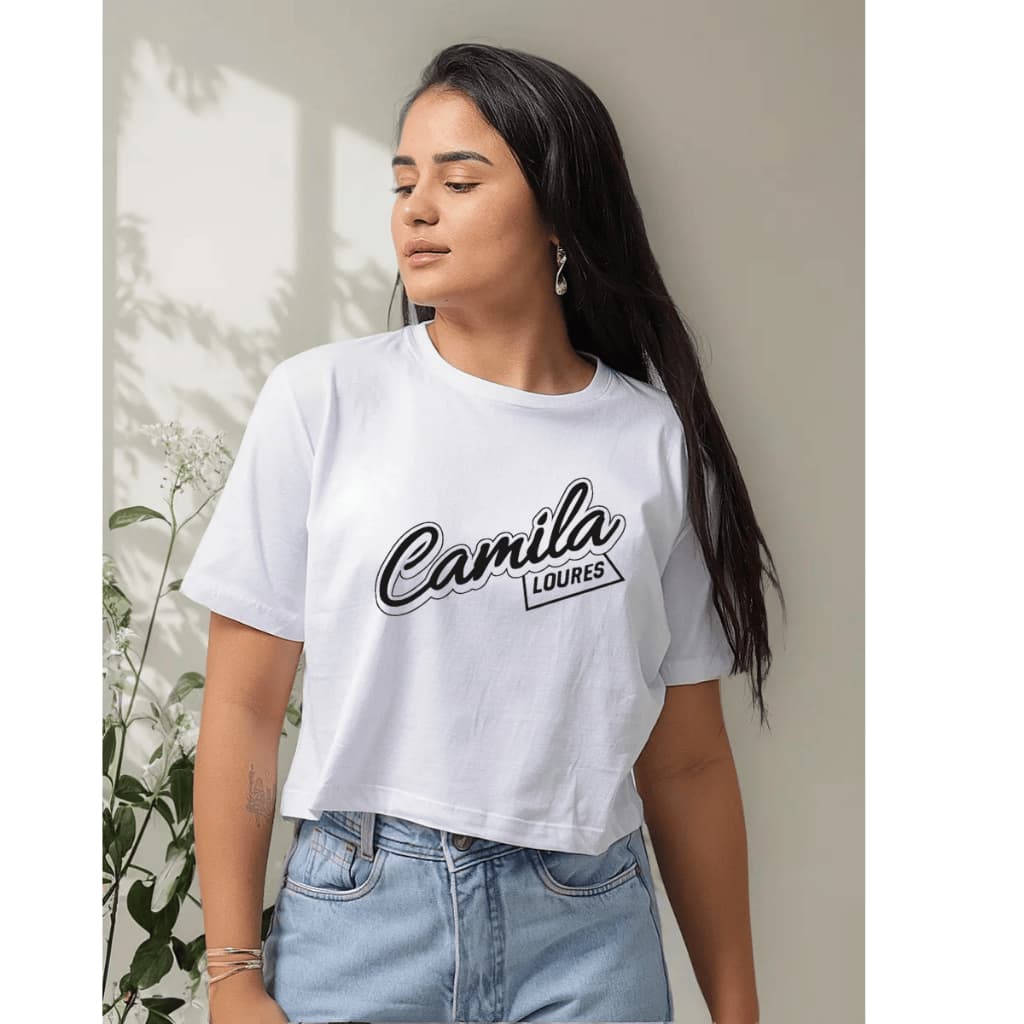 Cropped Camila Loures Youtuber 100% Algodão Tendência Influencer