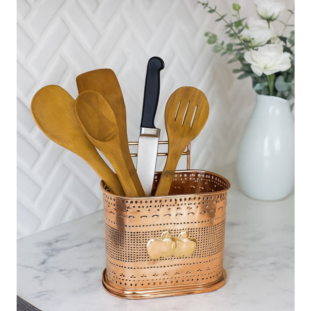 Porta Talher Rose Gold Escorredor Metalizado Organizador de Mesa Decorativo Luxo Mesa Posta Cozinha