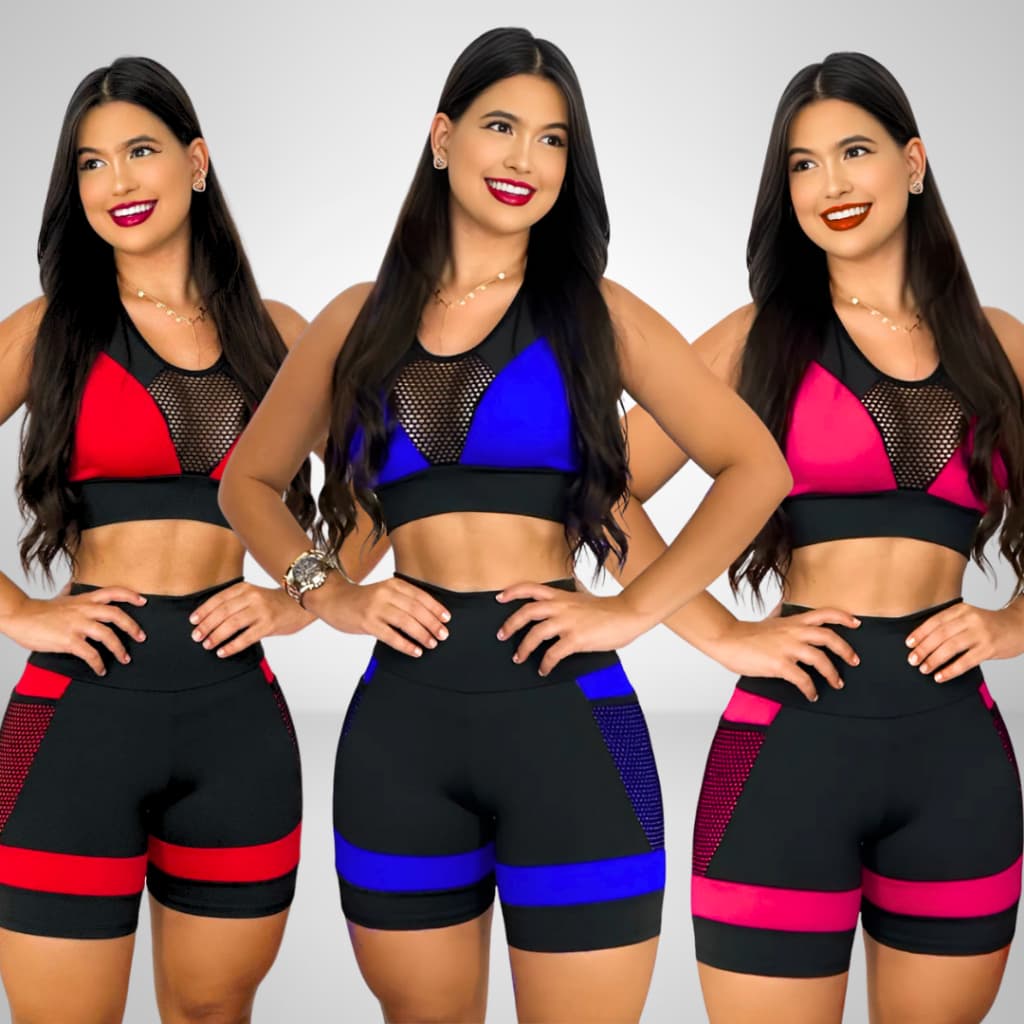 Kit 3 Conjunto Feminino Academia Short e Top Suplex Moda Fitness Roupa de Academia Ginástica