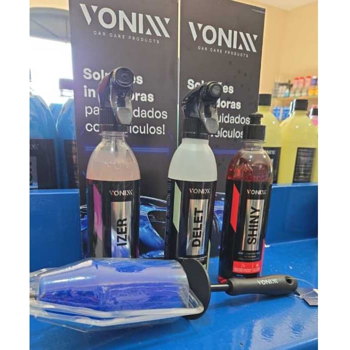 Kit limpeza pneus Vonixx - IZER + DELET + SHINY + ESCOVA PNEU