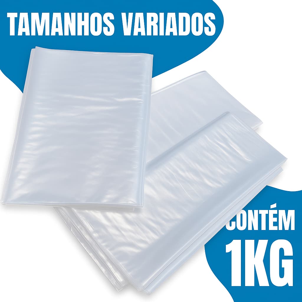 Saco Plástico Transparente 1kg | Polietileno Resistente | Diversos Tamanhos | Pronta Entrega