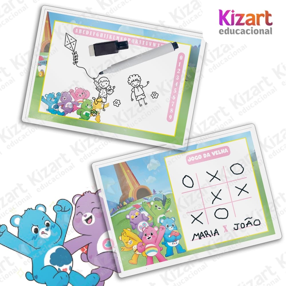 Lousa Mágica + Caneta Com Apagador Lembrancinha Festa Infantil Tema Ursinhos Carinhosos