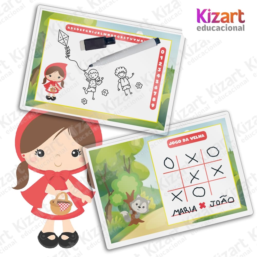 Lousa Mágica + Caneta Com Apagador Lembrancinha Festa Infantil Tema Chapeuzinho Vermelho