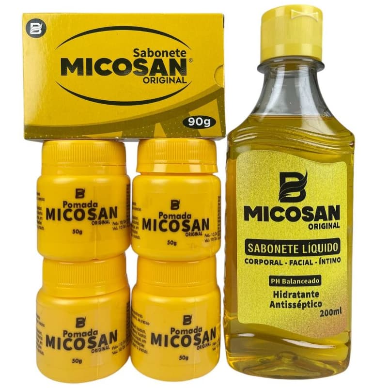 Kit Micosan Original com 4 Pomadas, 1 Sabonete Líquido e 1 Sabonete em Barra 6 Un. Baruc Cosméticos