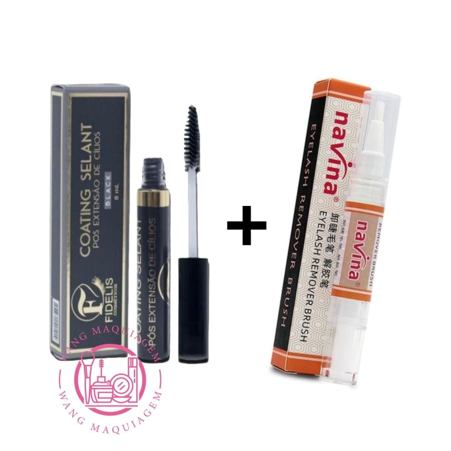 Conjunto Caneta Navina Gel Removedor De Cola Para Cílios + Selante Pós Extensão De Cílios Fio Lash