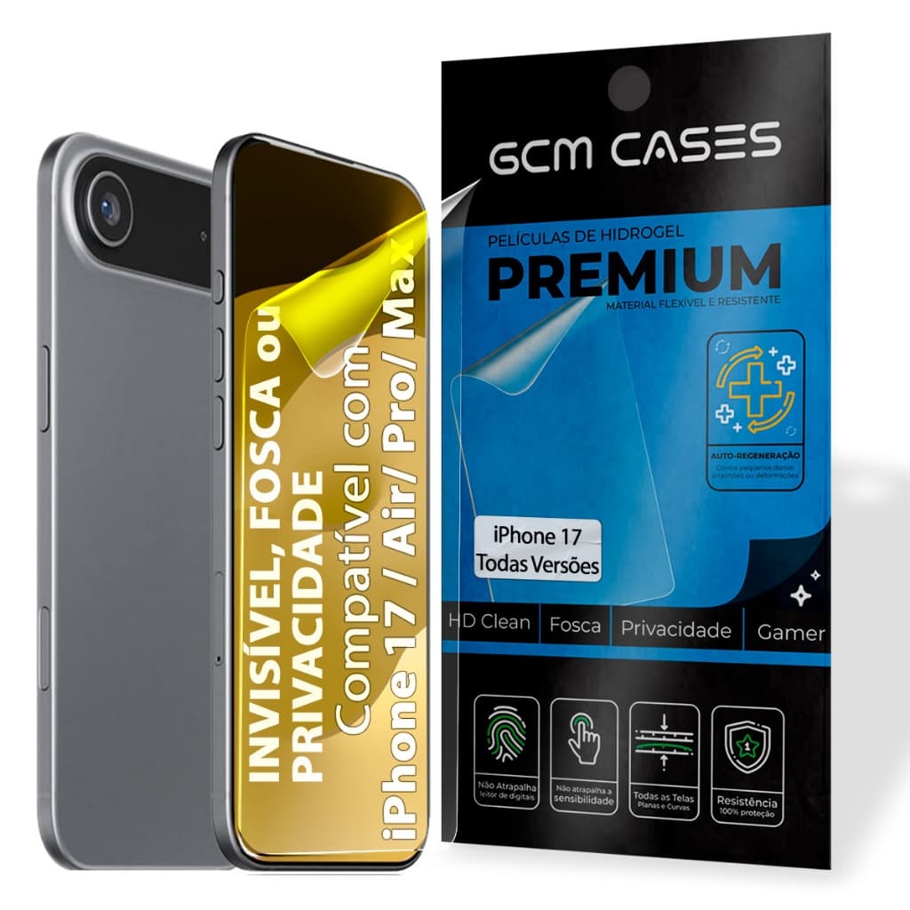 Película iPhone 17/ iPhone 17 Pro/ iPhone 17 Air/ iPhone 17 Pro Max Hidrogel Flexível TPU Premium
