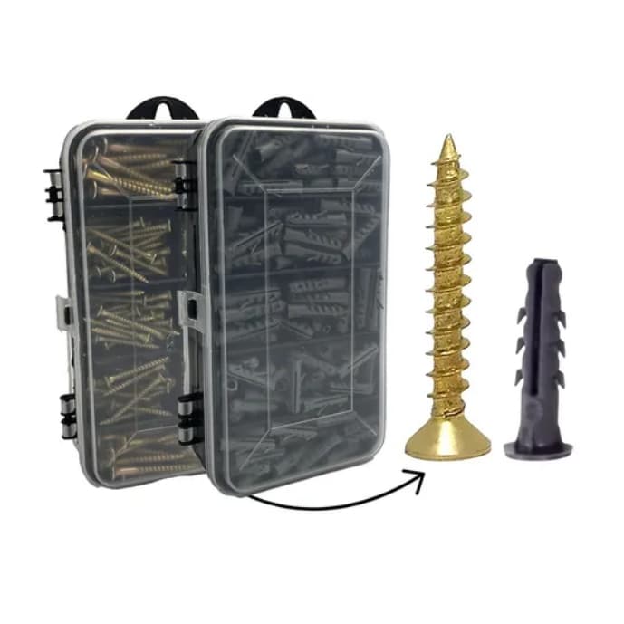Kit Parafusos Chipboard Philips + Buchas + Estojo Organizador (300 peças)