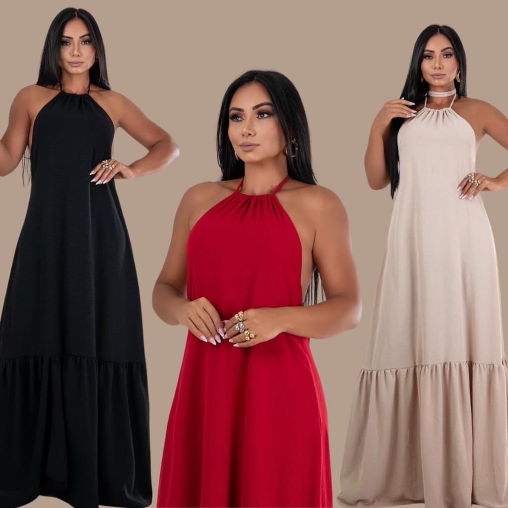 Vestido Longo Feminino Luxo Casual Social Sem Bojo Elegante Festa Frente Única