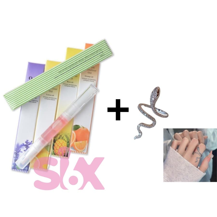 Caneta Revitalizante Óleo Hidratante Cutículas Gel De Unha + Anel Cobra Diamante de Luxo Leve