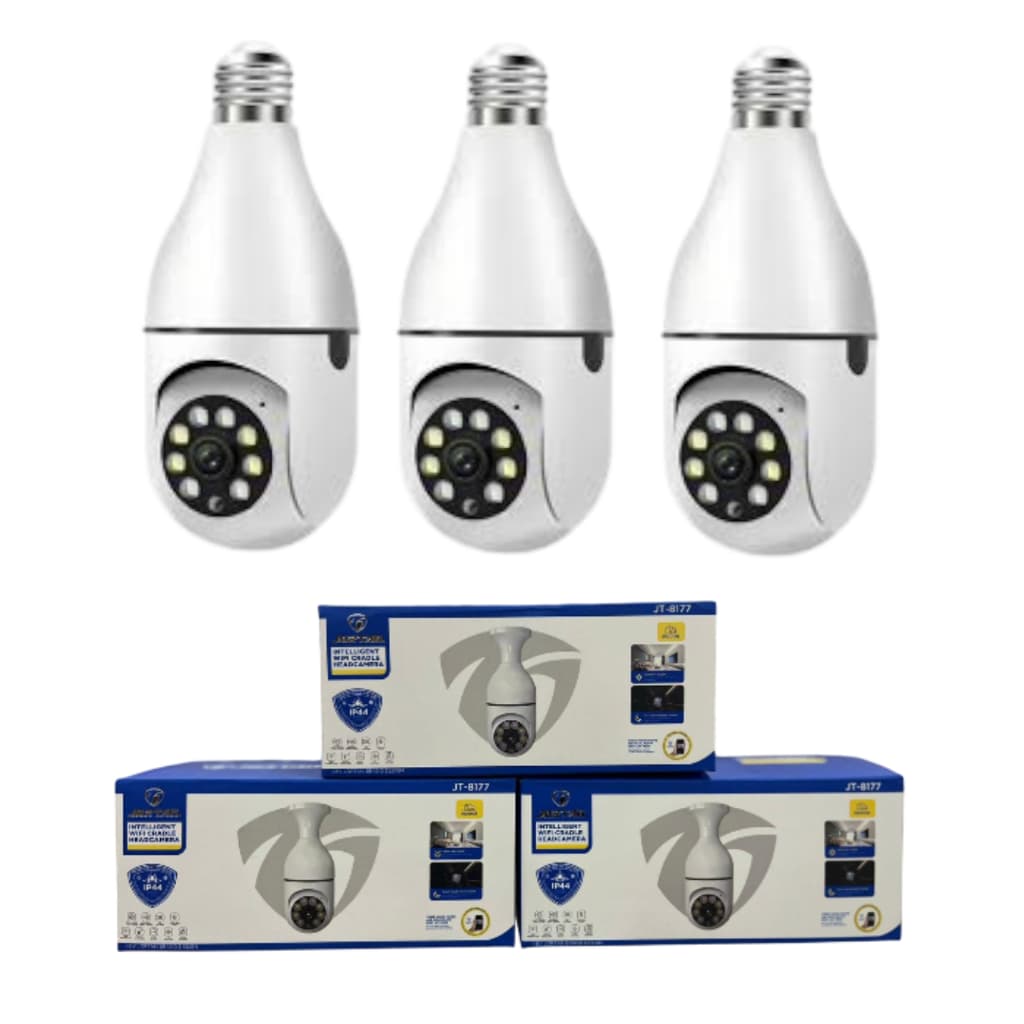 Camera de Segurança JT8177 Lâmpada Visão Noturna Wifi Detecção de Movimento Visão 360º Full HD