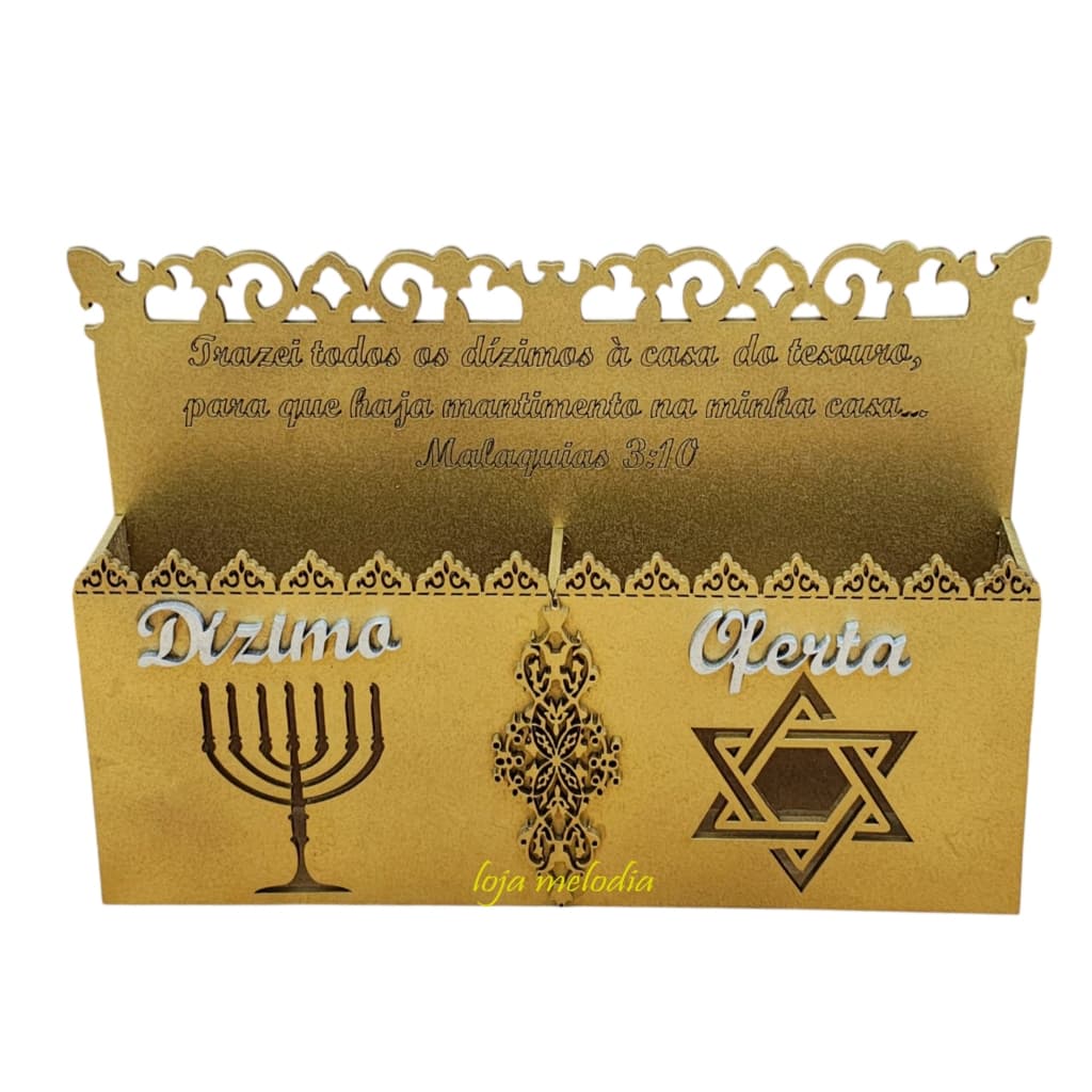 Porta Envelope De Dízimos E Ofertas Duplo DOURADO 02 MDF