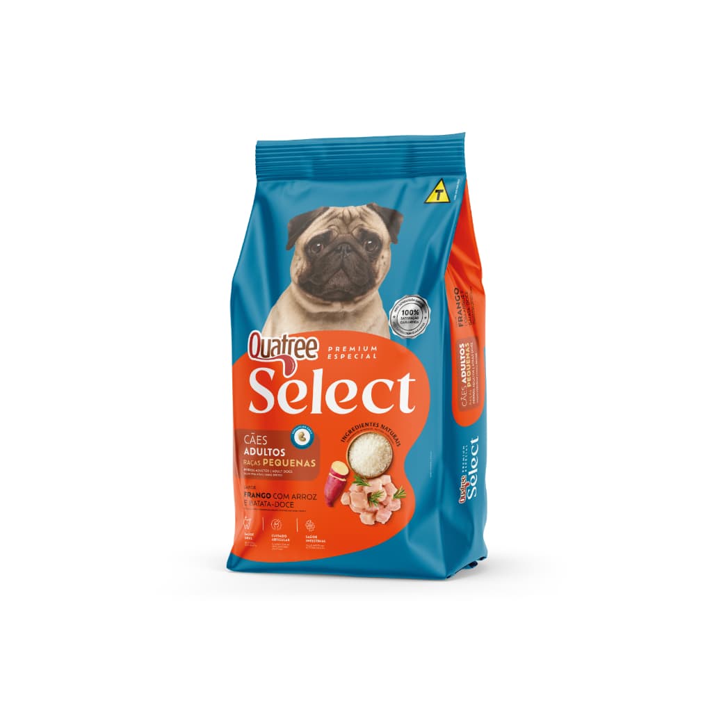Ração Para Cachorro  1KG Alimento Quatree Select Adulto Tamanho Pequeno Sabor Frango Arroz Batata
