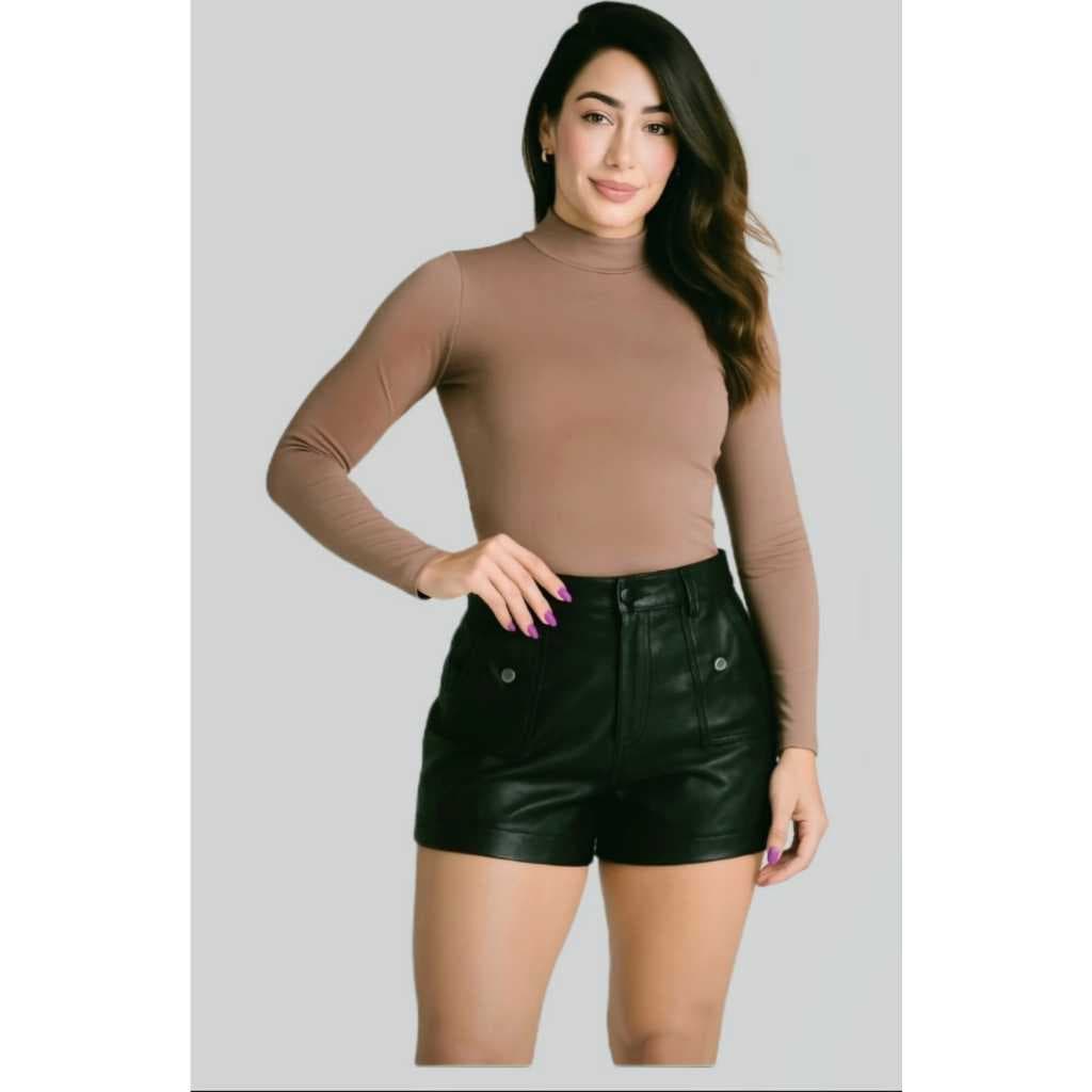 blusa femenina segunda pele gola alta em suplex premium modelagem ajustada