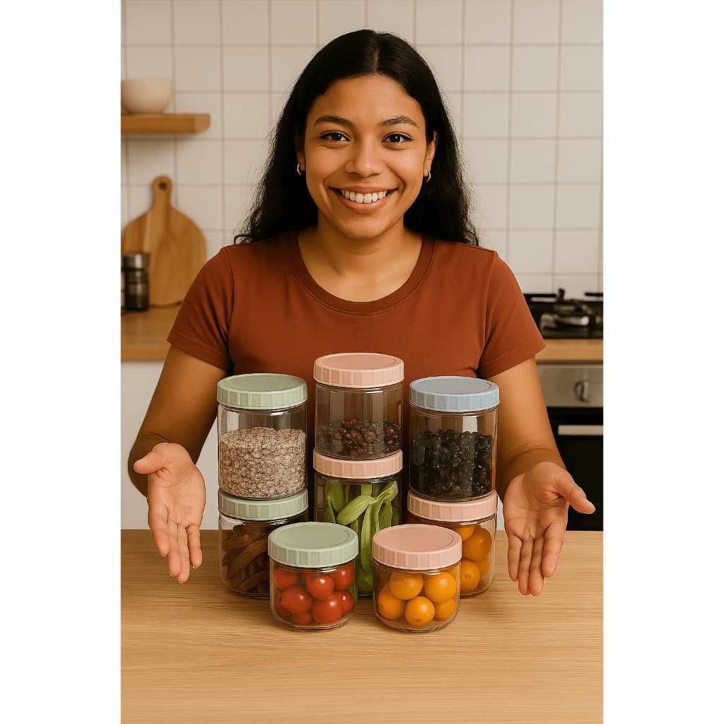 Conjunto 3 Potes Plástico Com Tampa - Sortida