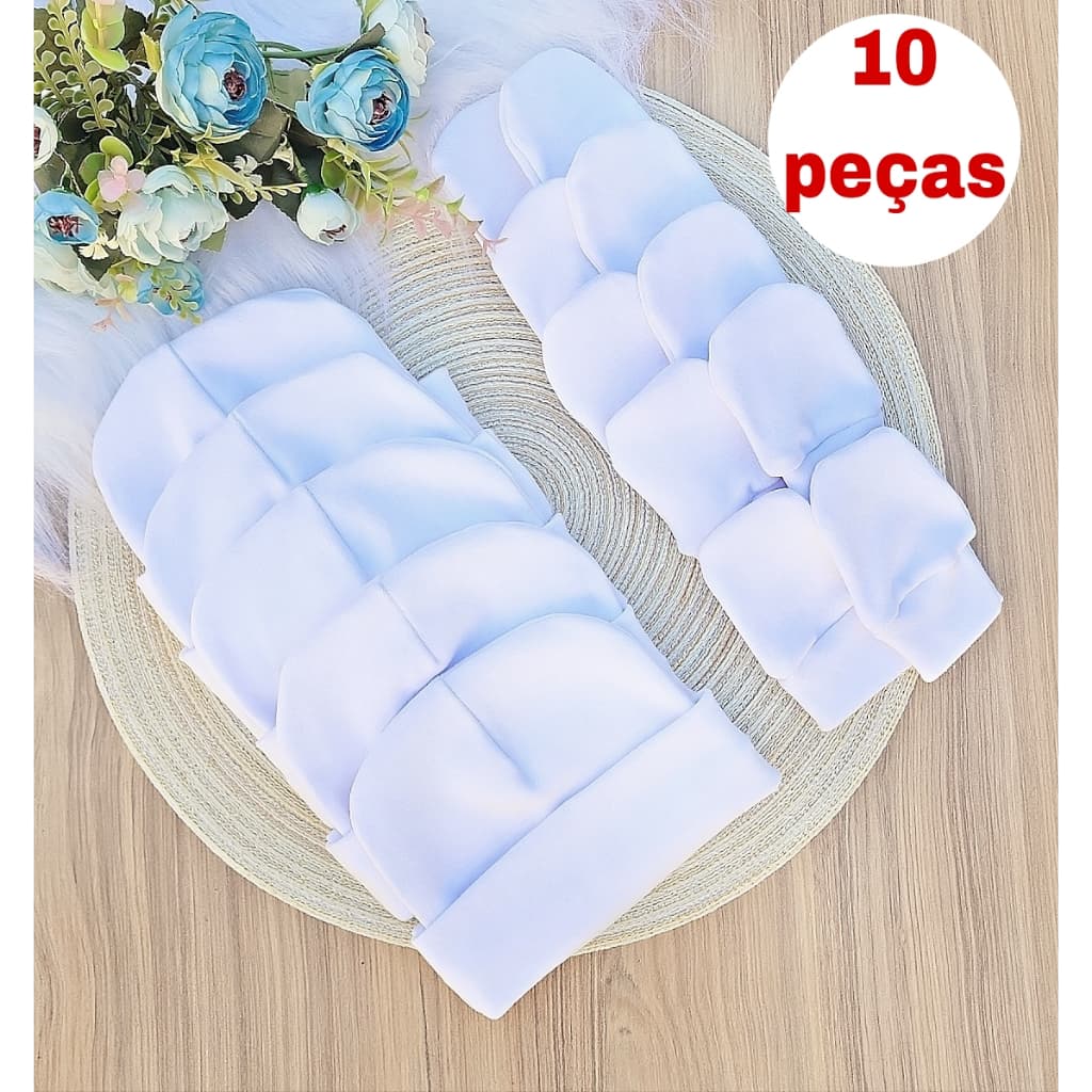 Kit 5 Touca e 5 Luva Para Bebê Recém Nascido 100% Algodão Antialérgico Maternidade
